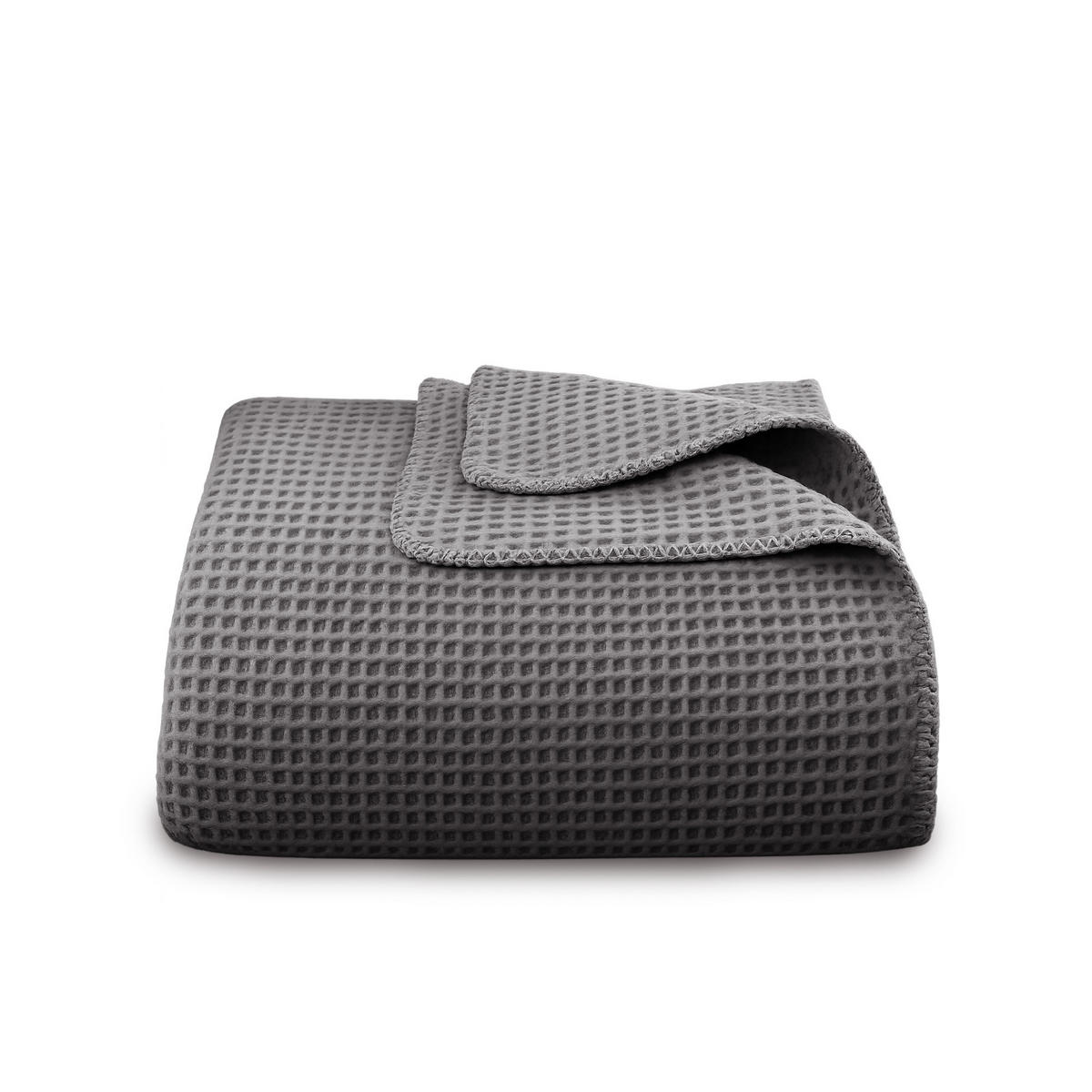 KUSCHELDECKE Waffelpiqué 140x200 cm Anthrazit - Anthrazit, Textil (140/200cm)