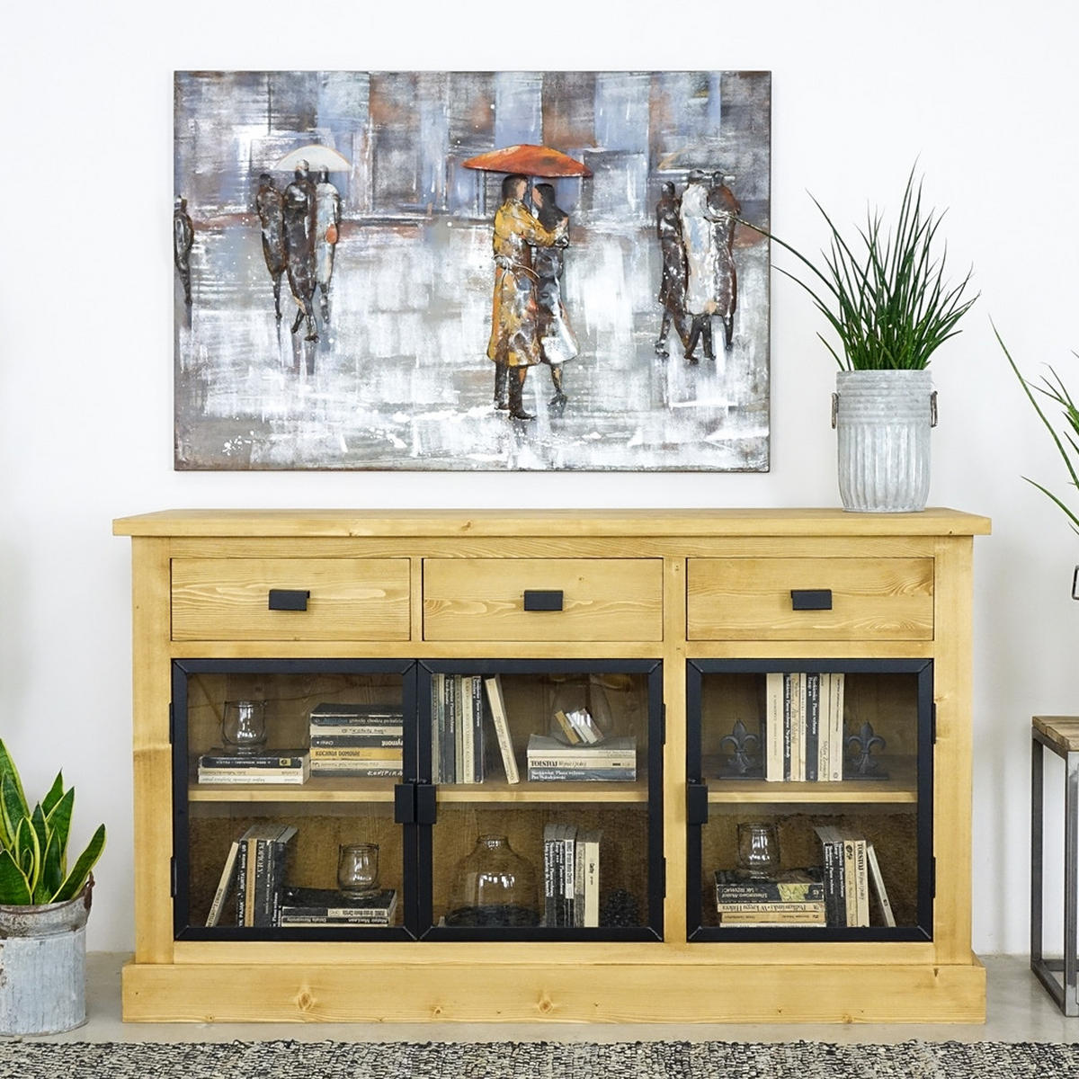 SIDEBOARD aus Massivholz Industrial - Honig, Holz (156/90/50cm) - Seart