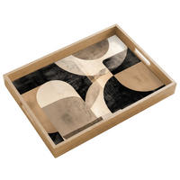 SERVÍROVACÍ PODNOS Abstraktní - Tvary - Moderní - Béžová 50x35 cm - béžová, dřevo (50/5/5cm) - OnlyWow