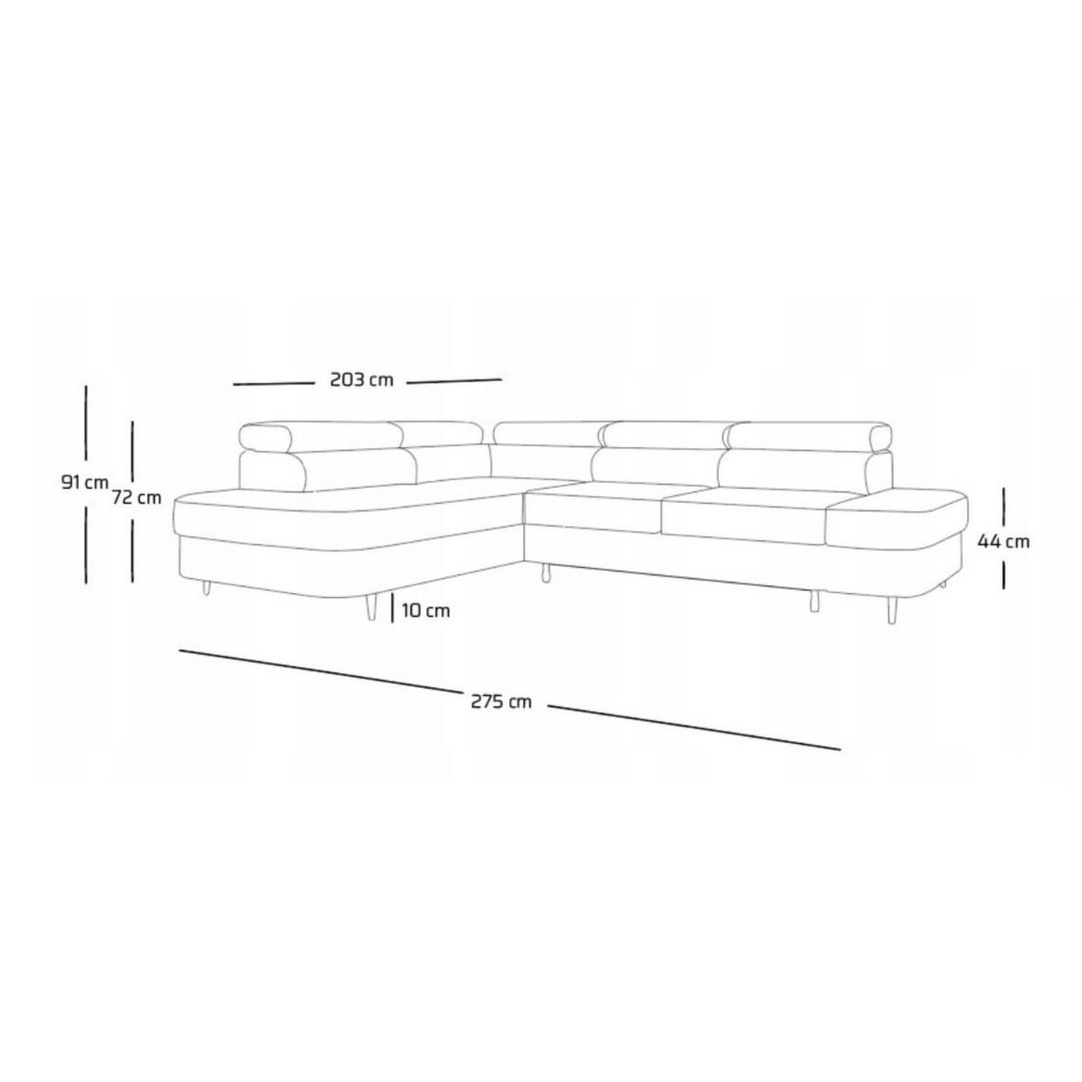 ECKSOFA PRIAM L Links mit Schlaffunktion 125x195 Velours Hellblau - Schwarz/Hellblau, Holz/Textil (203/275cm) - Muffo