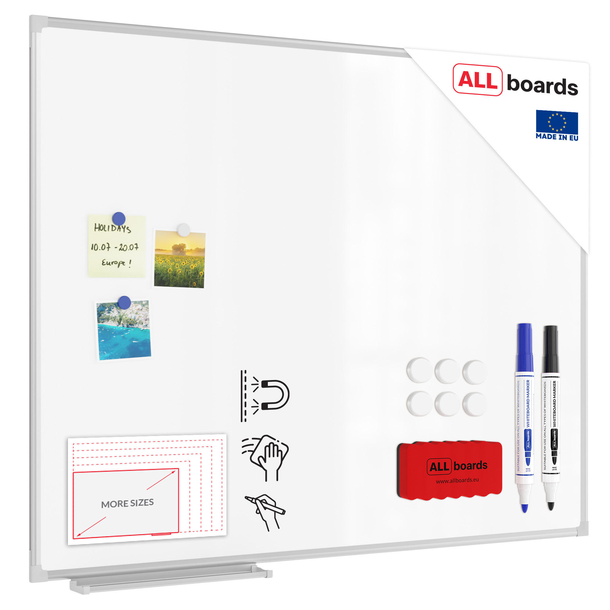WHITEBOARD Magnetisch 100x80cm Magnettafel - Weiß, Metall (100/80/1.4cm) - ALLboards