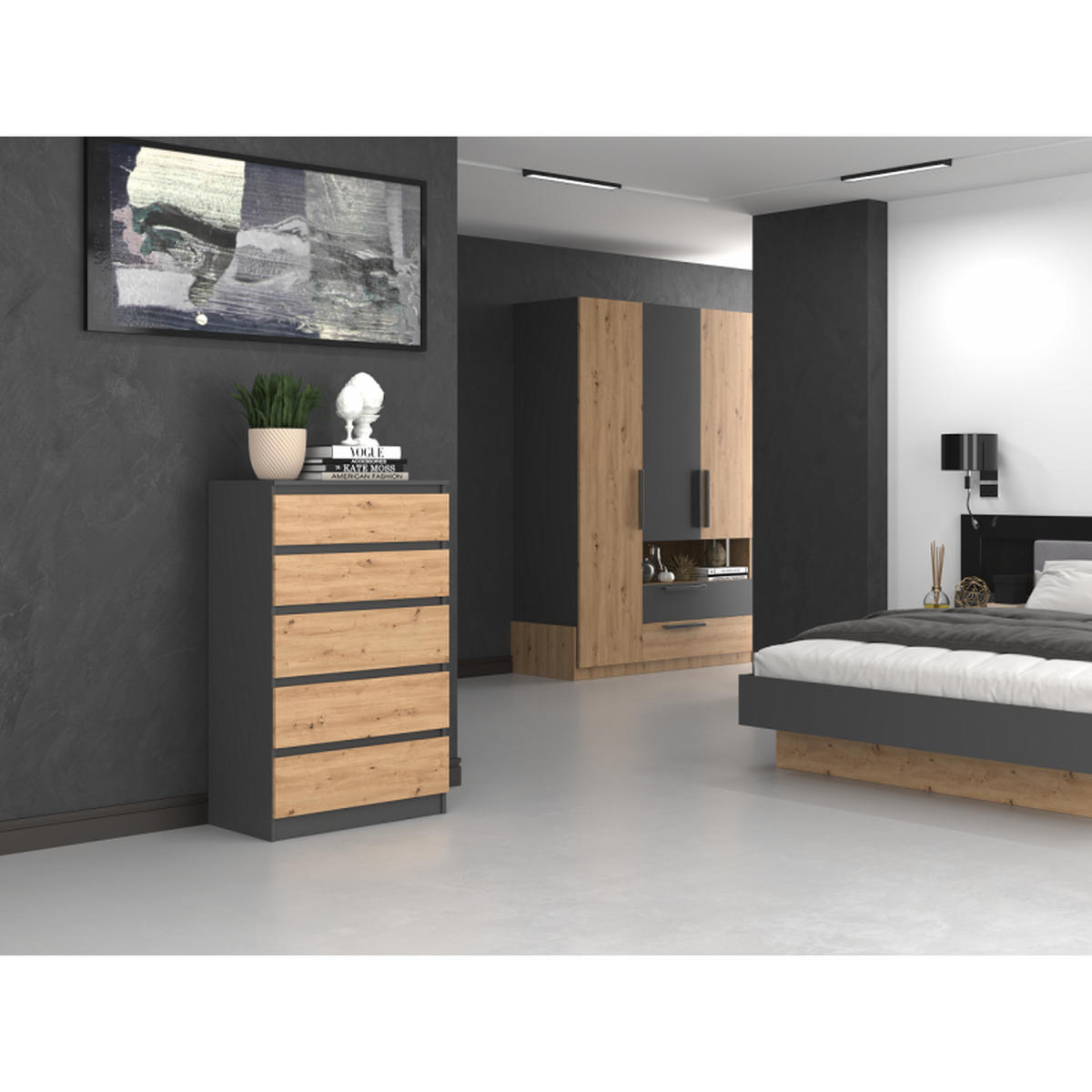 KOMMODE Anthrazit, Artisan 70/109,5/40 - Anthrazit, Holzwerkstoff (70/110/40cm) - RAUMHIRSCH FURNITURE