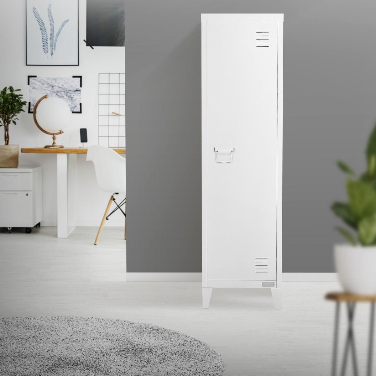 AKTENSCHRANK hoch 38x38x137,5 cm Weiß aus Stahl - Weiß, Metall (38/137.5/38cm) - ML-DESIGN