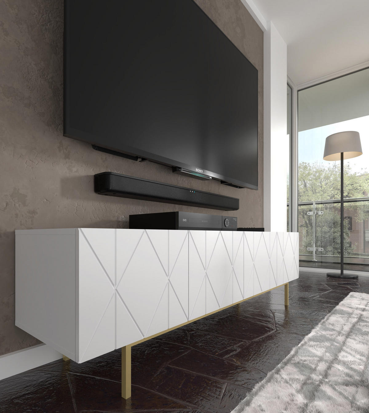 TV LOWBOARD Weiß 180/50,5/42 - Weiß, Holzwerkstoff (180/51/42cm) - RAUMHIRSCH FURNITURE