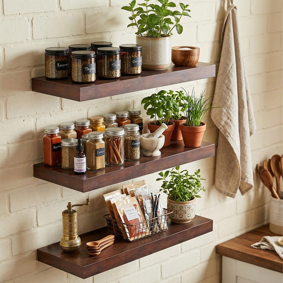 3XPOLICA - hnedá, kov/kompozitné drevo (60/4/23cm) - Relaxdays