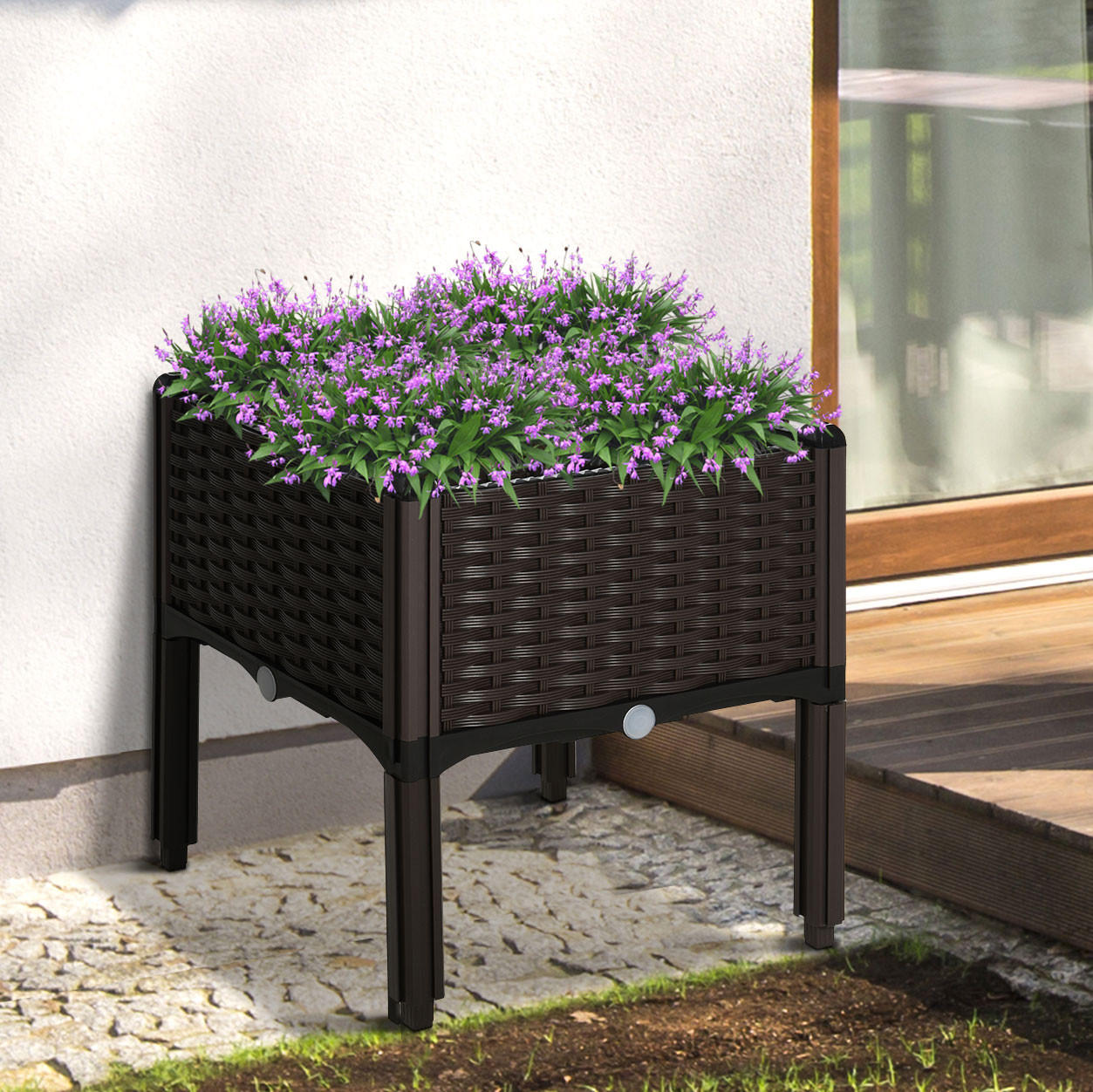 HOCHBEET, Kunststoff, Braun - Braun, Kunststoff (40/44/40cm) - Outsunny