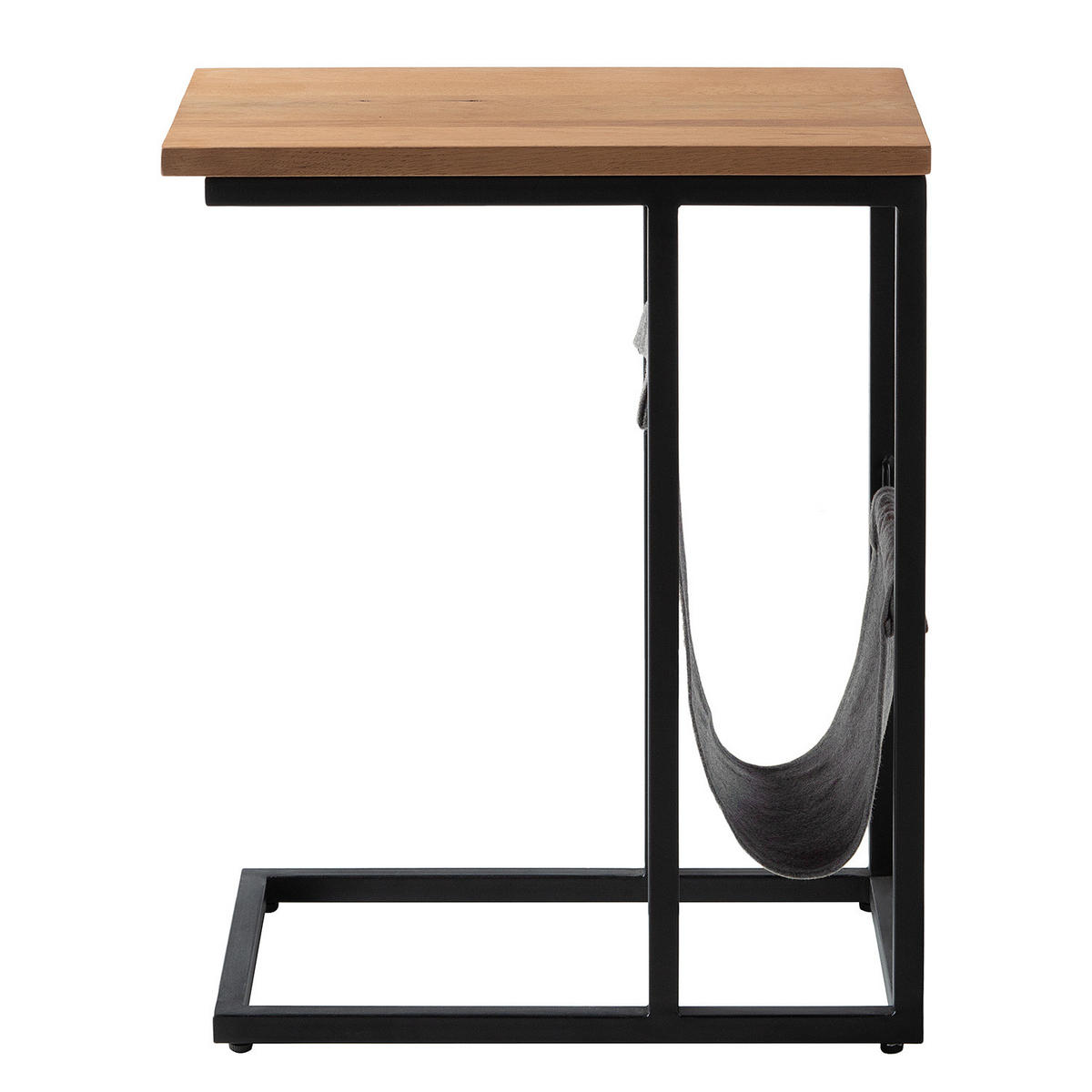 BEISTELLTISCH mit Ablage - Eiche massiv / Eisen - Eiche / Schwarz - Schwarz/Braun, Holz/Metall (30/50/60cm) - home24