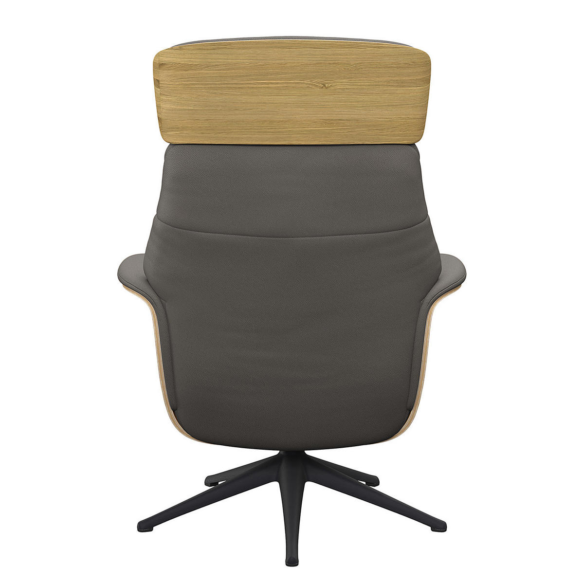 RELAXSESSEL - Echtleder - Schwarz/Grau, Leder/Metall (83/110/83cm) - home24