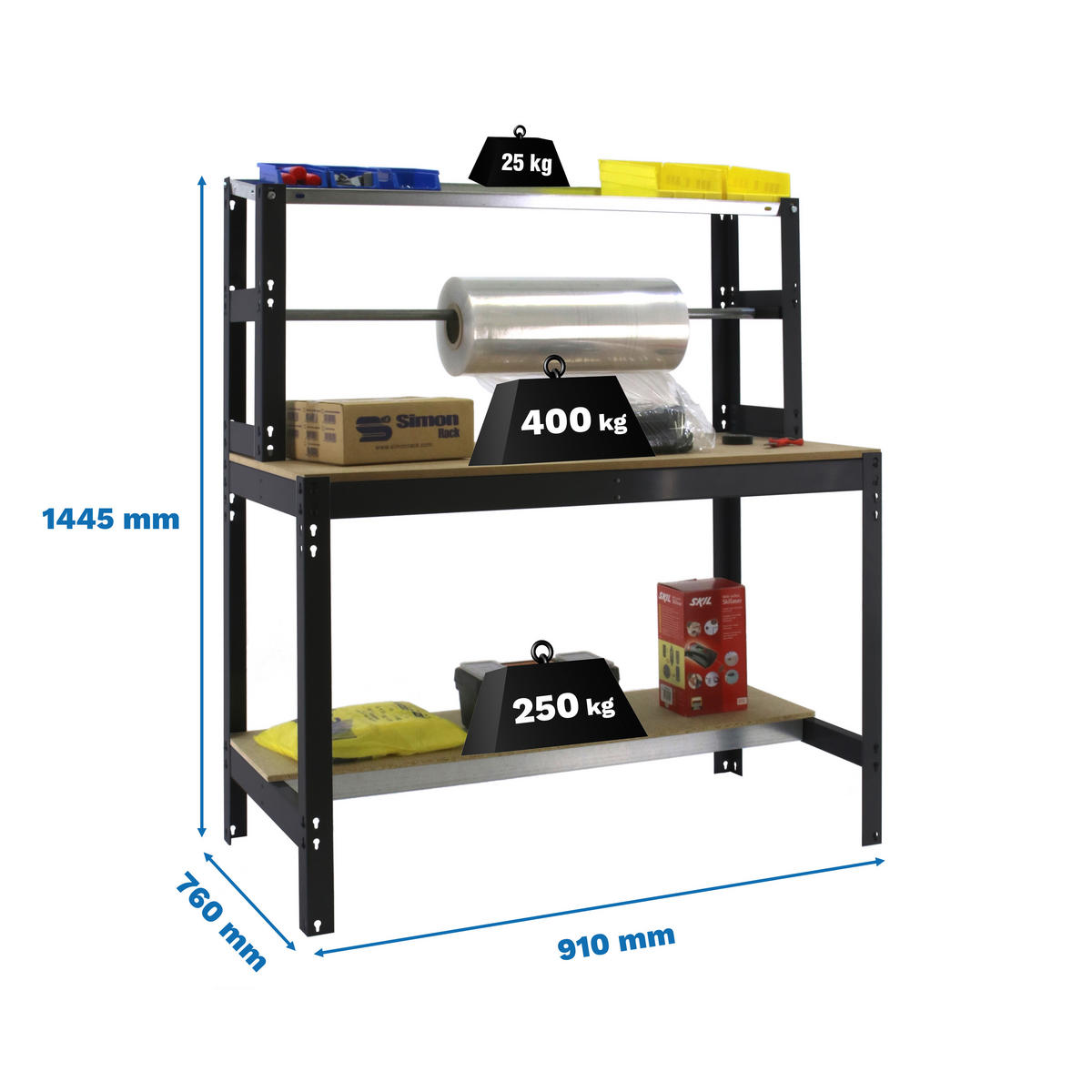 PACKTISCH Buffalo HxBxT 84 x 90 x 76 cm Traglast 400 kg Anthrazit - Anthrazit, Metall (90/84/76cm) - PROREGAL