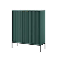 HIGHBOARD Nova Grün, Schwarze Beine und Goldene Griffe - Goldfarben/Schwarz, Holzwerkstoff/Metall (104/125/39cm) - Bettso