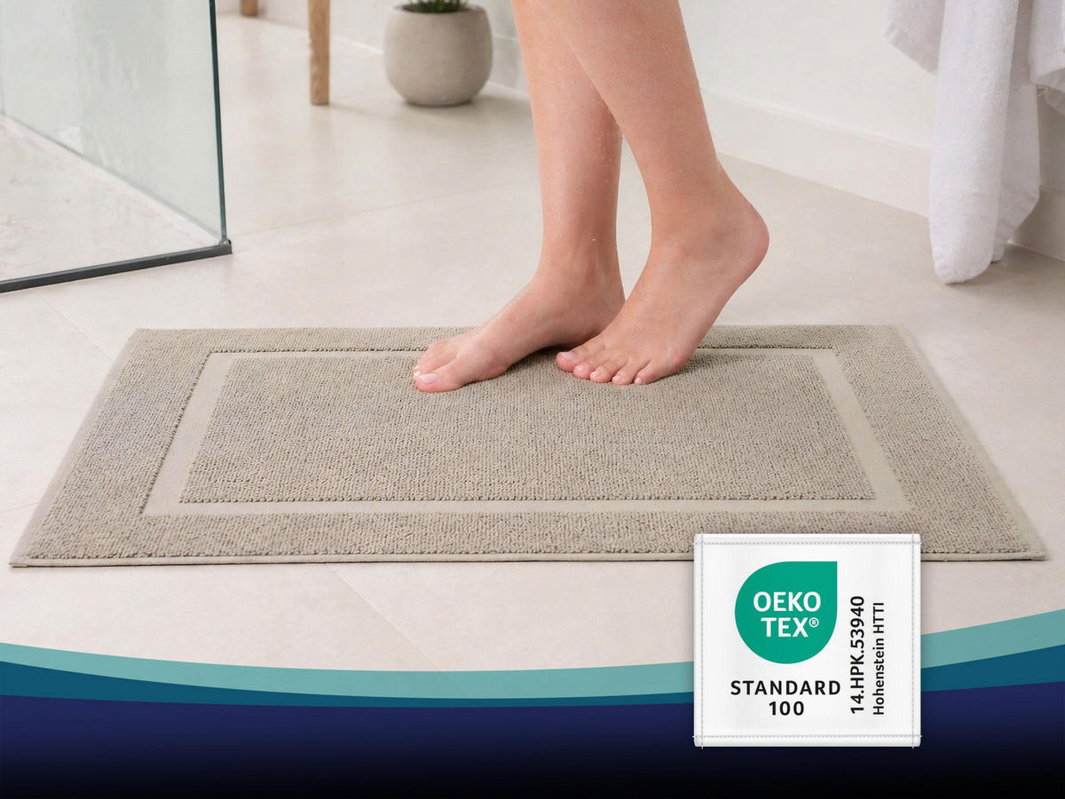 BADEMATTE, 2er-Set, 50x80 cm, 100% Baumwolle, Grau - Grau, Textil (50/80cm) - Zollner