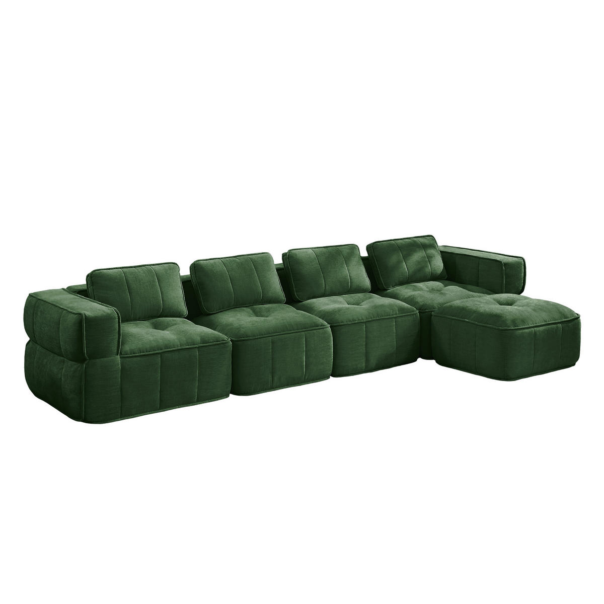 ECKSOFA 344/162/67 cm Grün mit 1 Fußhocker - Grün, Textil (344/162cm) - Oxeza