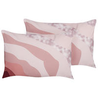 GARTENKISSEN 2er-Set abstraktem Motiv pastellrosa 40/60 cm Campei - Rosa, Textil (40/60cm) - Beliani