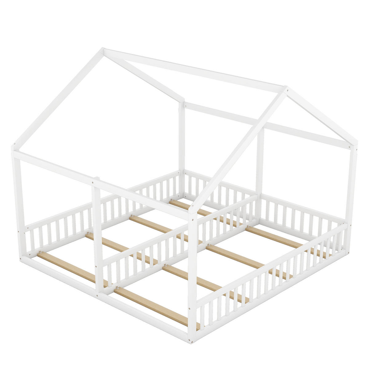 HAUSBETT Kinderbett 90x200 cm,2-in-1, weiß - Weiß, Holz (180/200cm)