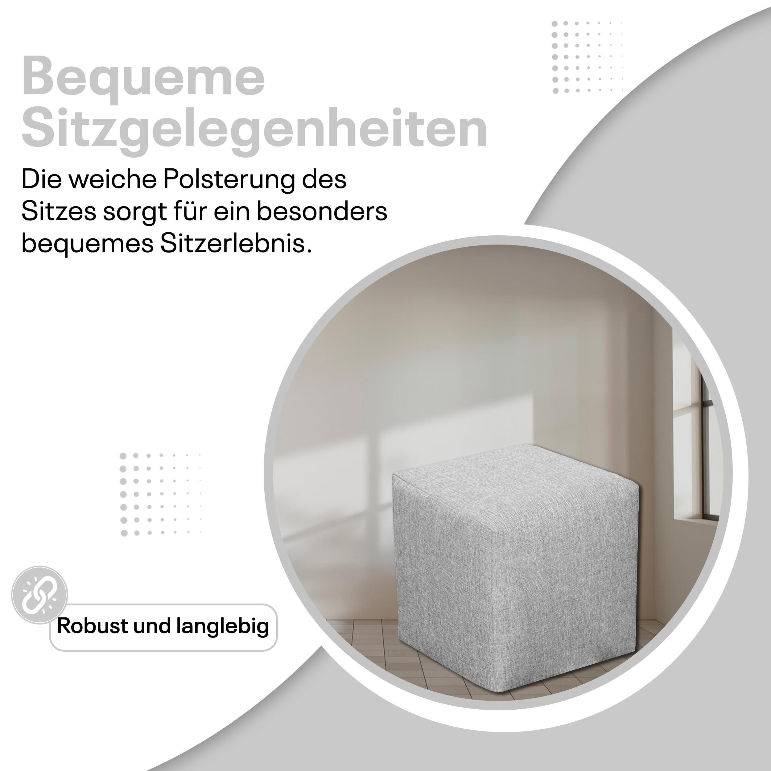 SITZWÜRFEL / Siège Pouf - Argent, 40X40X40 Cm, Assise Rembourrée, Confortable Pour Salon, Chambre Ou Bureau - Grau, Textil (41/41/40cm) - Best For Home