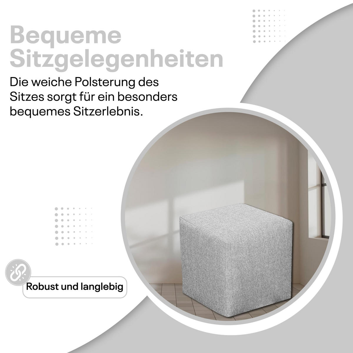 SITZWÜRFEL / Siège Pouf - Argent, 40X40X40 Cm, Assise Rembourrée, Confortable Pour Salon, Chambre Ou Bureau - Grau, Textil (41/41/40cm) - Best For Home