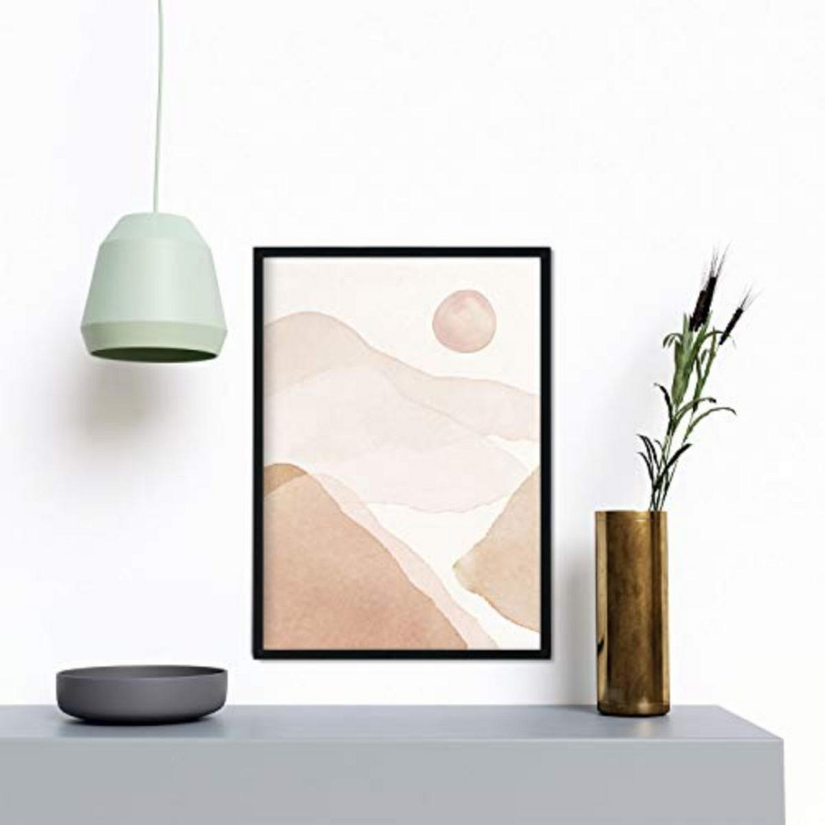 POSTER Set mit 4 Blätter und abstrakten Formen mit braunen Tönen A4 Schwarzer Rahmen - Schwarz, Papier (29.7/3cm) - Nacnic