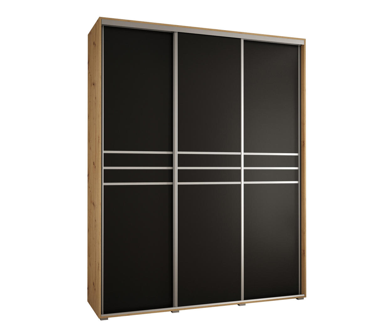 SCHWEBETÜRENSCHRANK 235,2/200/45 3-türig - Silberfarben/Schwarz, Holz/Metall (200/235/45cm) - Abiks Möbel