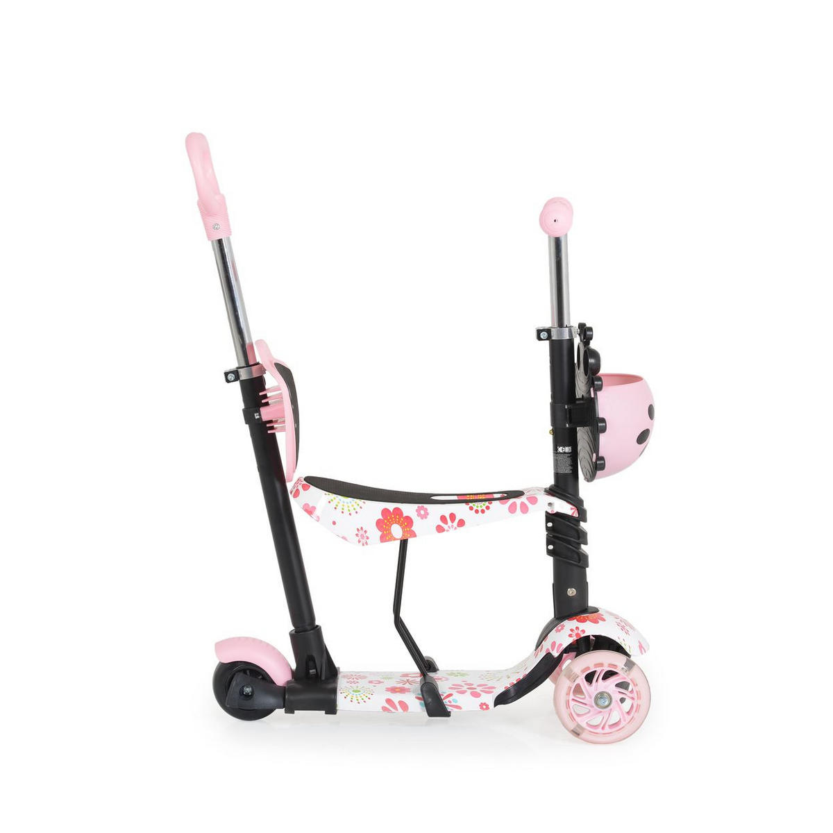 KINDERROLLER Lollipop 3 in 1 rosa Schiebestange, Sitz, PU-Vorderräder mit LED - Rosa, Kunststoff (59/26/84cm) - Moni