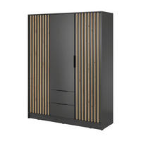 DREHTÜRENSCHRANK NELIANA 155/200/51 cm 3-türig Graphitfarben - Graphitfarben, Holzwerkstoff (155/200/51cm) - MASSENO