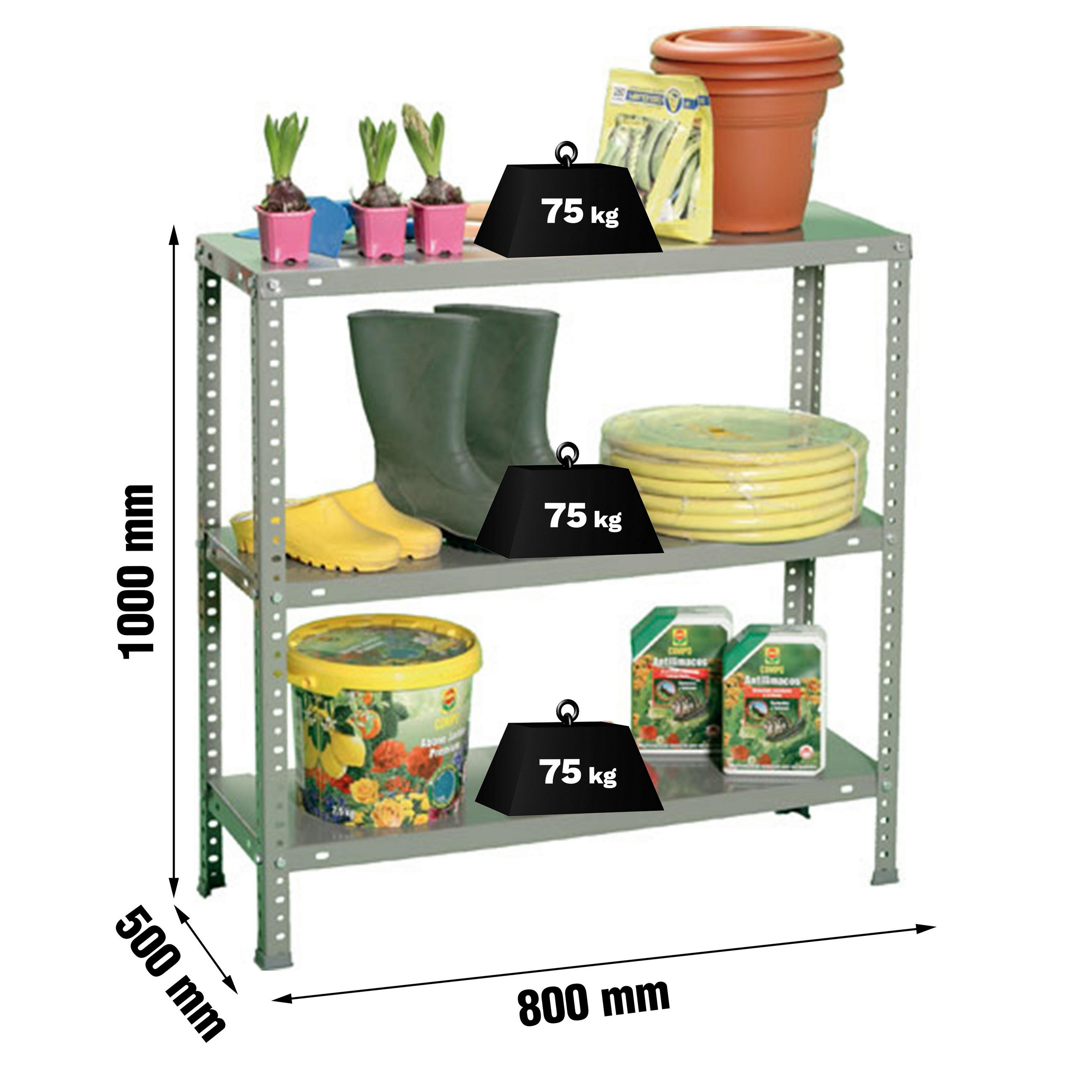 SCHRAUBREGAL PANDA SMALL | HxBxT 100x80x50cm | Fachlast 75kg | Grau - Grau, Metall (80/100/50cm) - PROREGAL