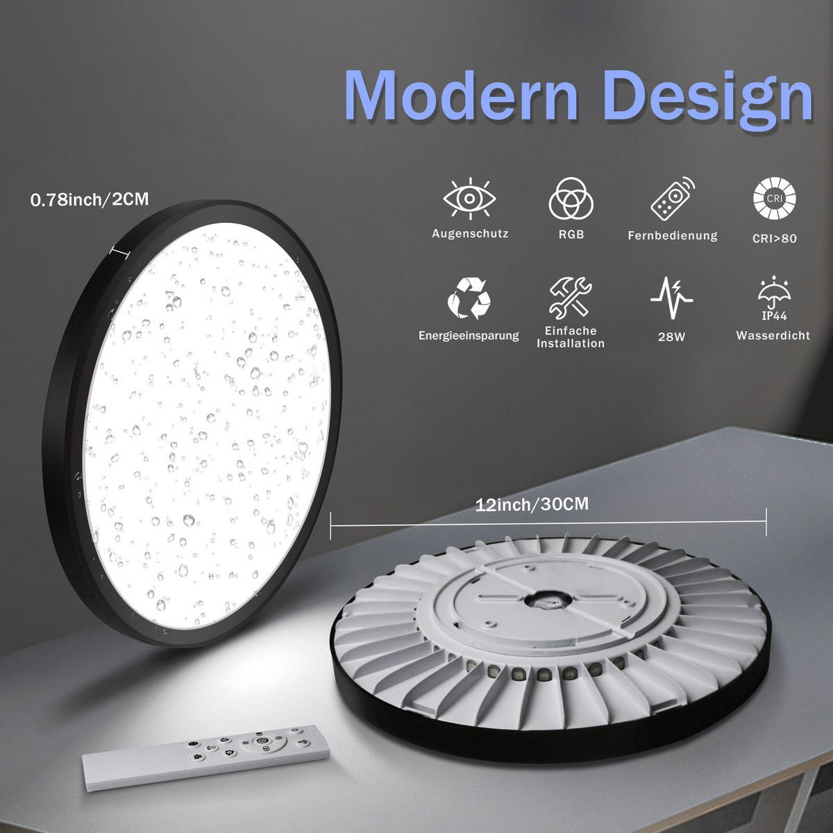 LED-DECKENLEUCHTE Idna 30 cm - Schwarz, Kunststoff (30/30/2cm) - Nettlife