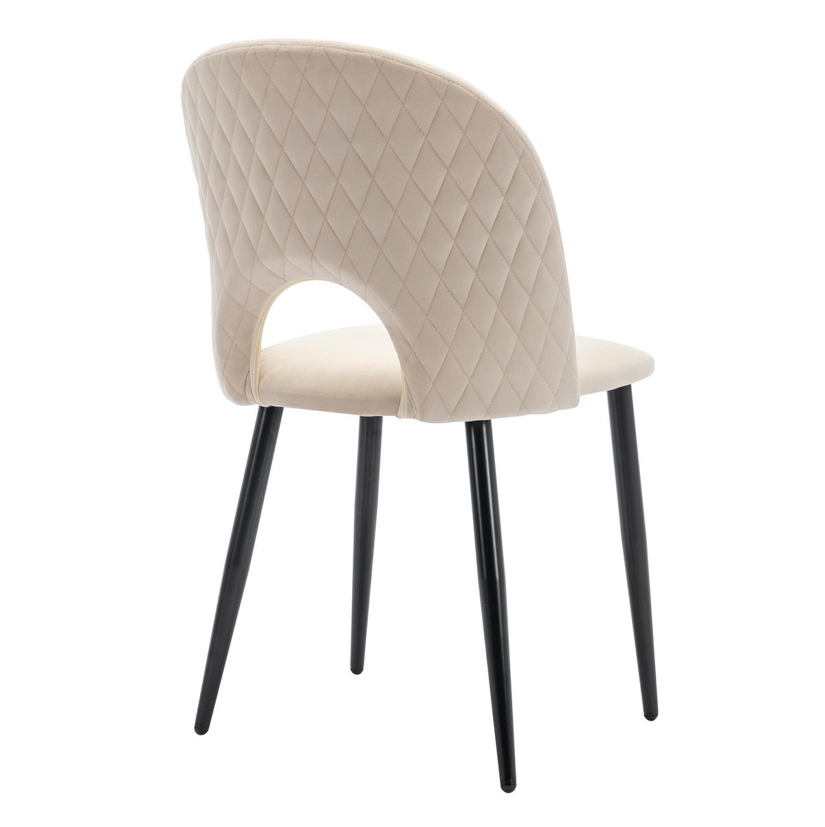 POLSTERSTUHL 2er-Set mit Rückenlehne Samt Beige Metallgestell - Beige, Metall (44/84/47cm) - Meubliv