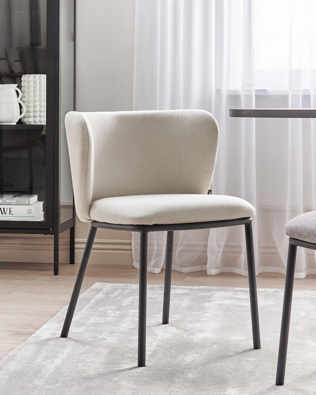 JÍDELNÍ ŽIDLE sada 2 ks čalounění Béžová Mina - béžová, kov/textil (48/75/52cm) - Beliani