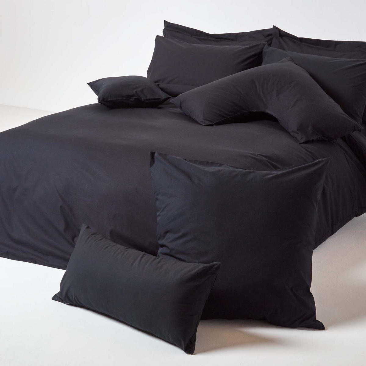 KISSENBEZUG Perkal, Ägyptische Baumwolle, Fadendichte 200 - Schwarz, Textil (40/40cm) - Homescapes