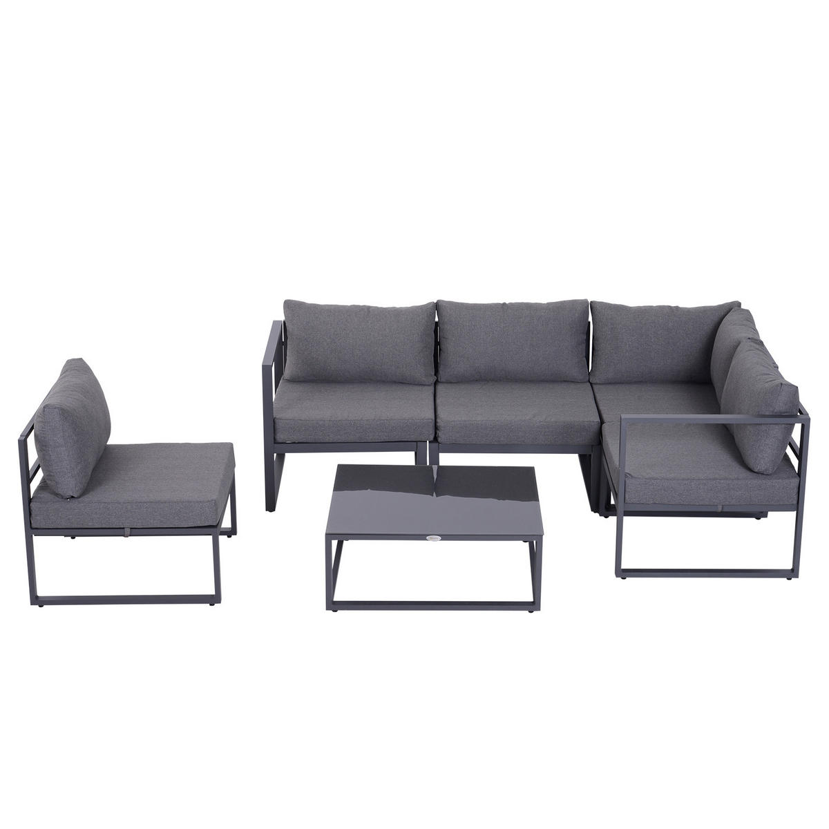 SADA ZAHRADNÍHO NÁBYTKU, hliník, polyester, šedá - šedá, kov/plast - Outsunny