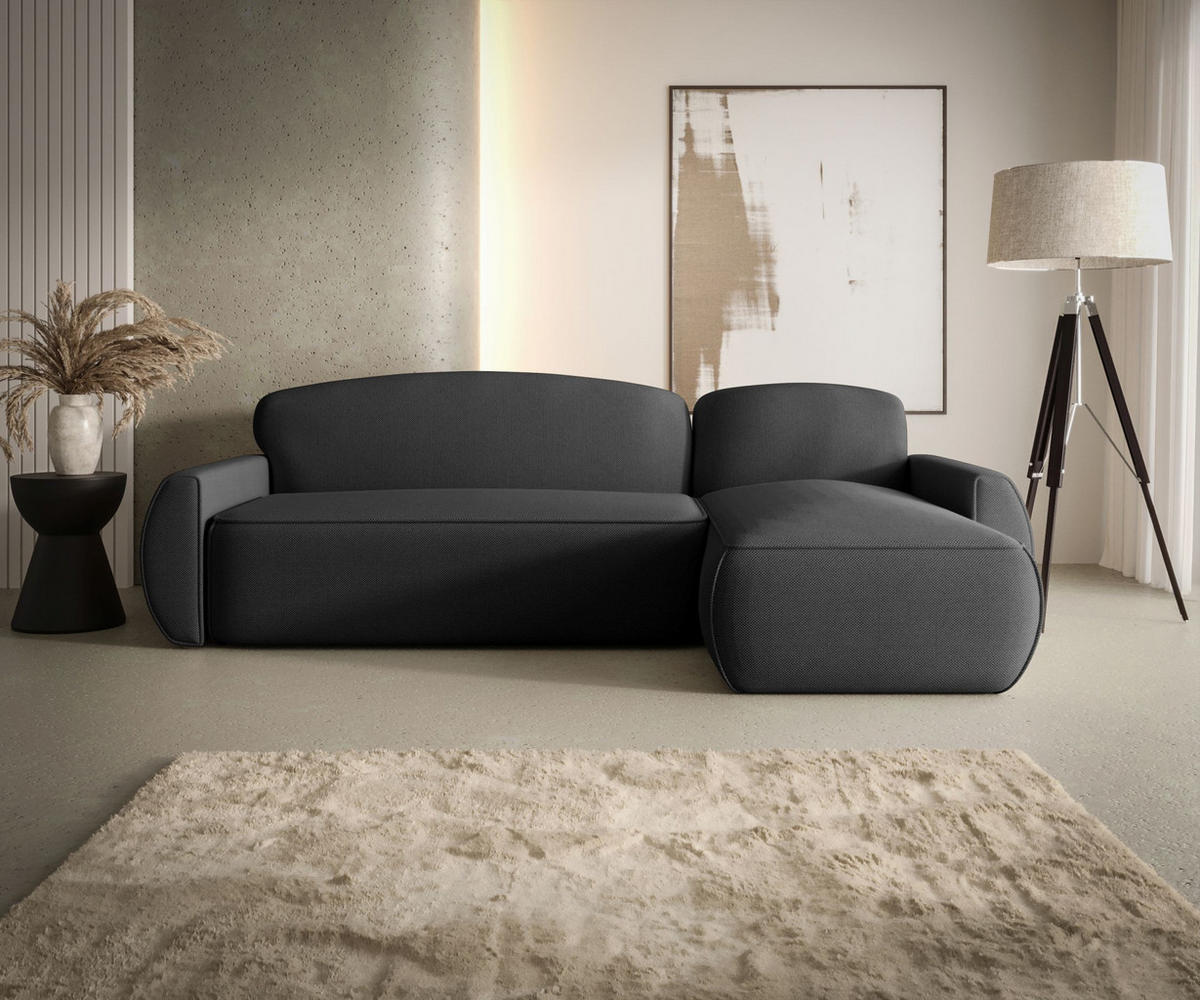 ECKSOFA mit Schlaffunktion LUCAS Curio 97 Rechts - Dunkelgrau, Textil (240/145cm) - Bedante