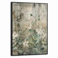 LEINWAND Bilder mit Rahmen - Blumen - Blätter - Abstrakt - Modern - 60x80 - Grau, Textil (60/80cm) - MuchoWow