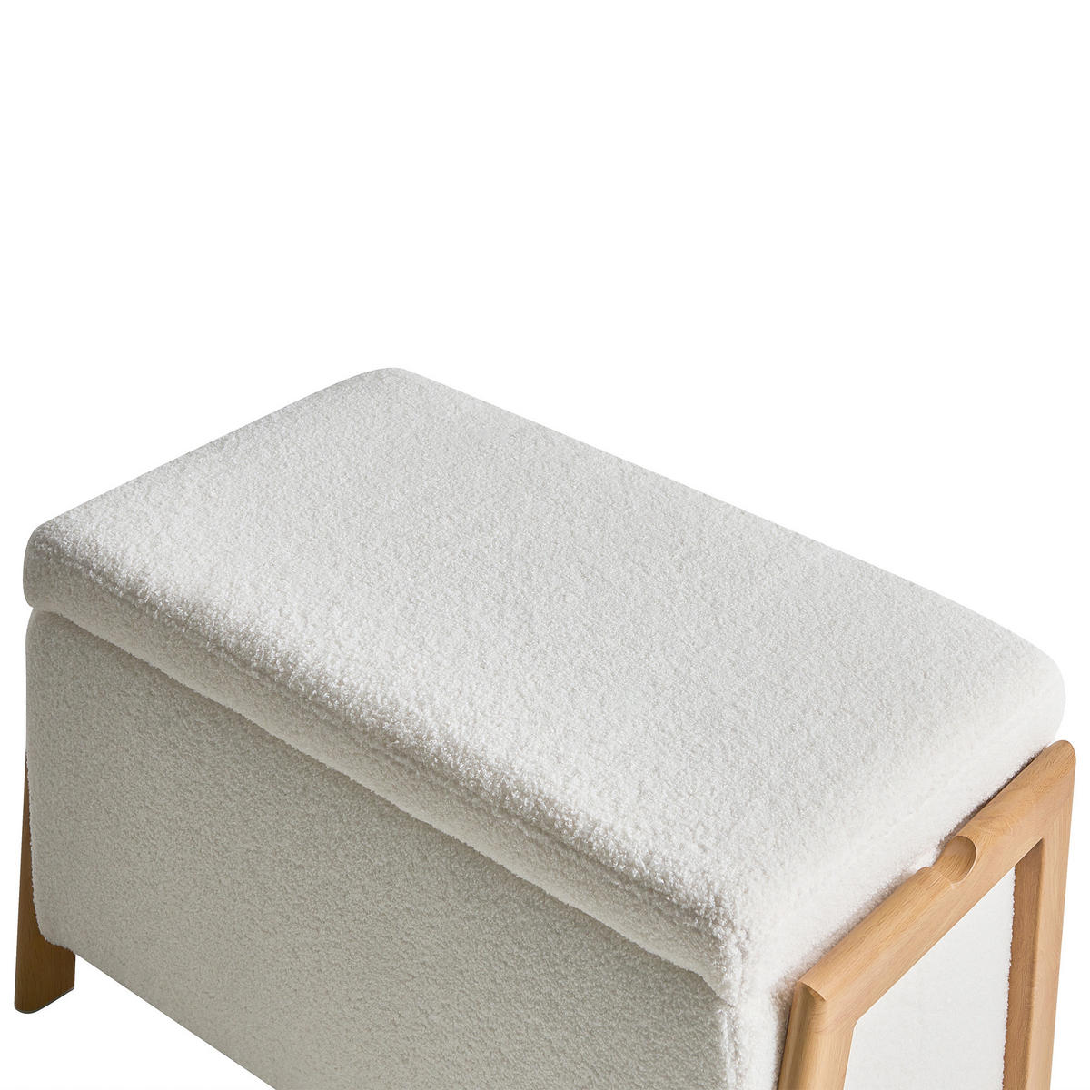 POLSTERBANK mit Stauraum Bouclé Weiß Edland - Weiß/Braun, Textil/Metall (75/44/43cm) - Beliani