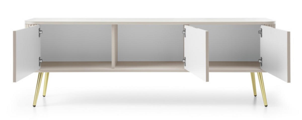TV-SCHRANK Kaschmir Zoja Gefräst Mit Goldenen Griffen - Kaschmir/Beige, Holzwerkstoff (168/56/39cm) - Sepro Meble
