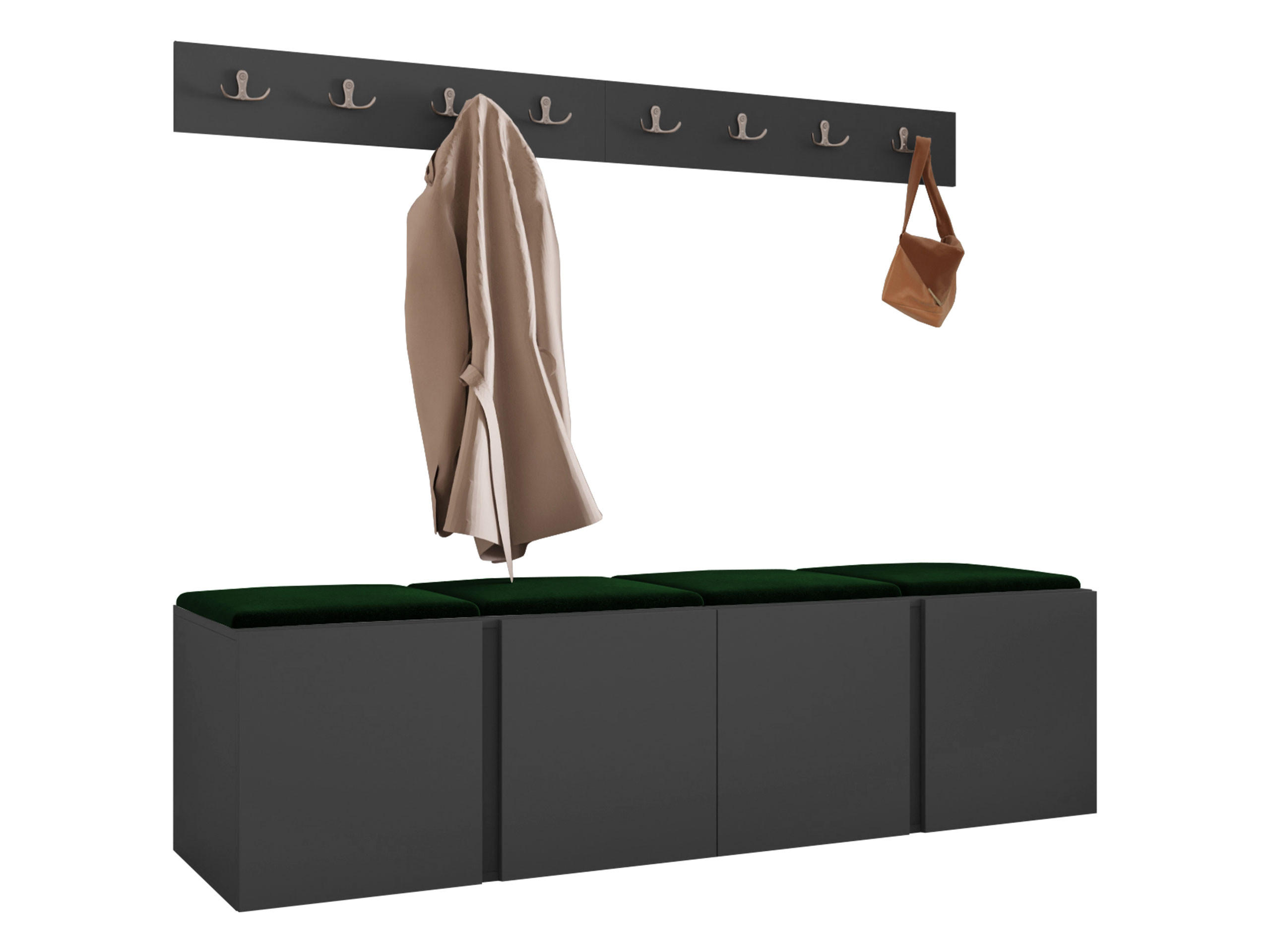 MOBILIER PENTRU HOL Orion VII - verde/grafit, material plastic/compozit lemnos (168/42/46cm) - MIRJAN24