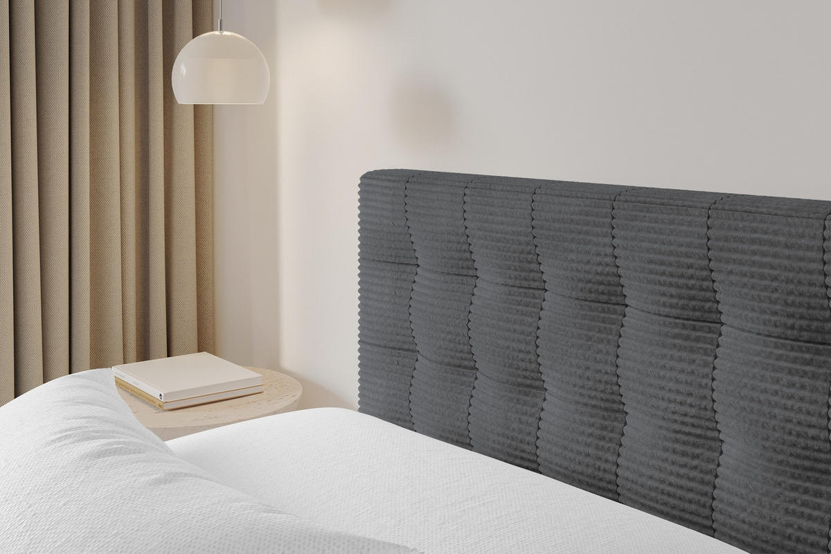 POLSTERBETT mit Bettkasten und Lattenrost, Boxbett ohne Matratze - PARI 180x200 Dunkelgrau - Anthrazit, Holzwerkstoff/Textil (180/200cm) - ALTDECOR