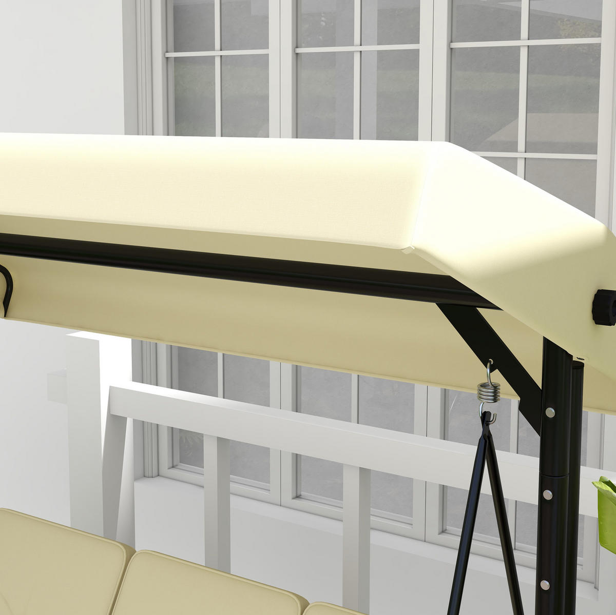 HOLLYWOODSCHAUKEL aus Stahl 195x117x175 cm in Beige mit Liegefunktion - Beige, Metall (117/175/195cm) - Modfu