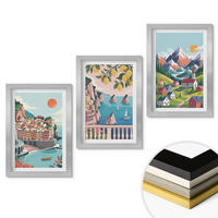 WANDBILDER 3er Set - 20x30 cm Silberner Rahmen - Farbenfrohe Berge und Städte - Silberfarben, Kunststoff (20/30cm) - ArtPrintCave