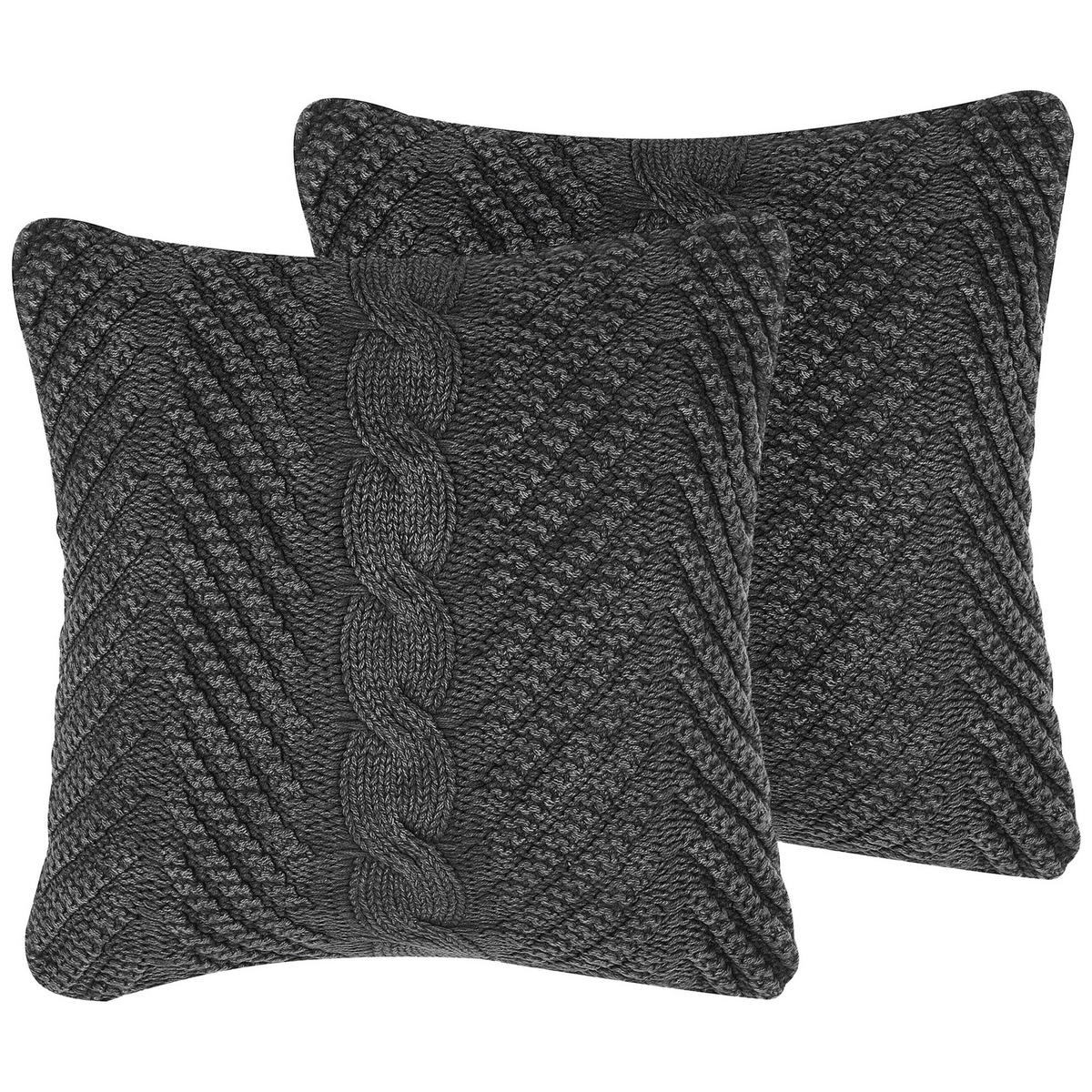 DEKOKISSEN 2er-Set Dunkelblau 45/45 cm Konni - Dunkelblau, Naturmaterialen/Textil (45/45cm) - Beliani