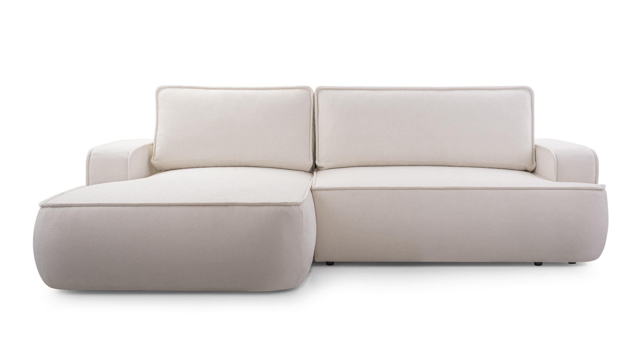 ECKSOFA L Form Ablia Creme 267/168/87 cm mit Schlaffunktion L - Creme/Schwarz, Kunststoff/Textil (168/267cm) - AX Living