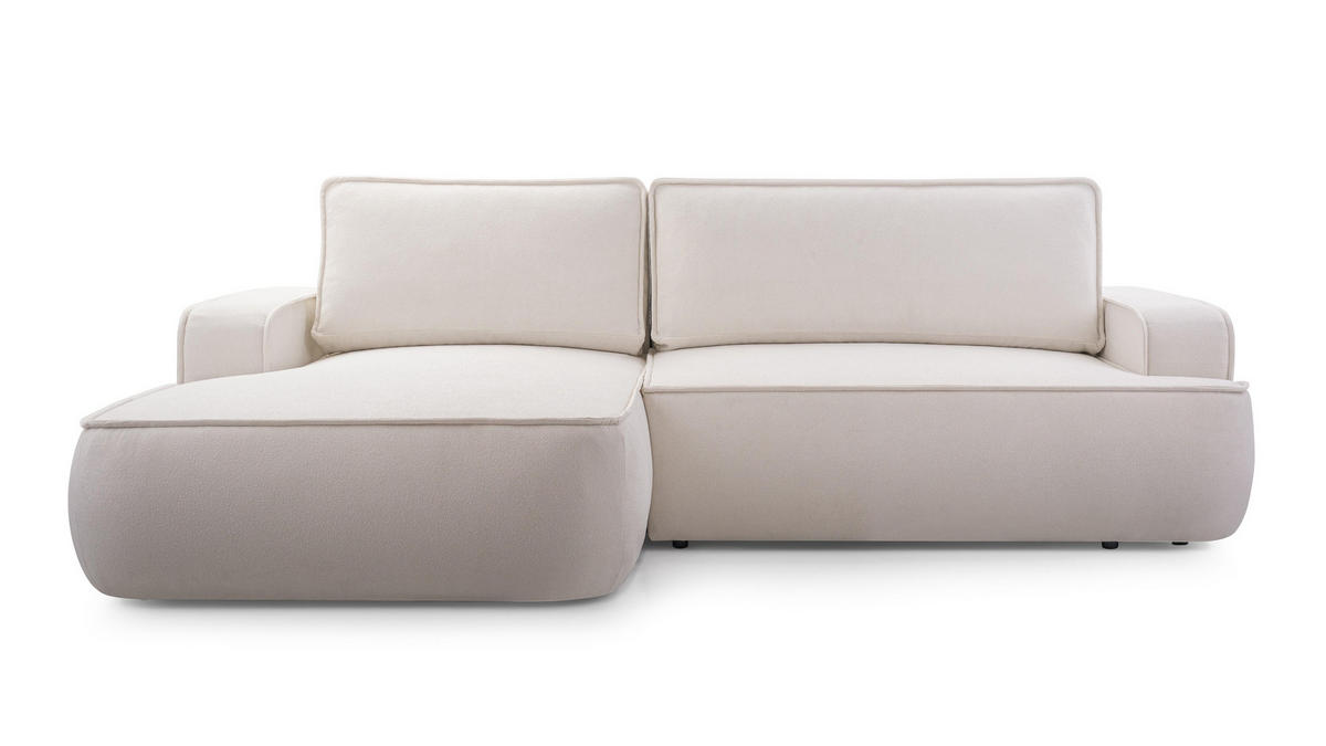 ECKSOFA L Form Ablia Creme 267/168/87 cm mit Schlaffunktion L - Creme/Schwarz, Kunststoff/Textil (168/267cm) - AX Living