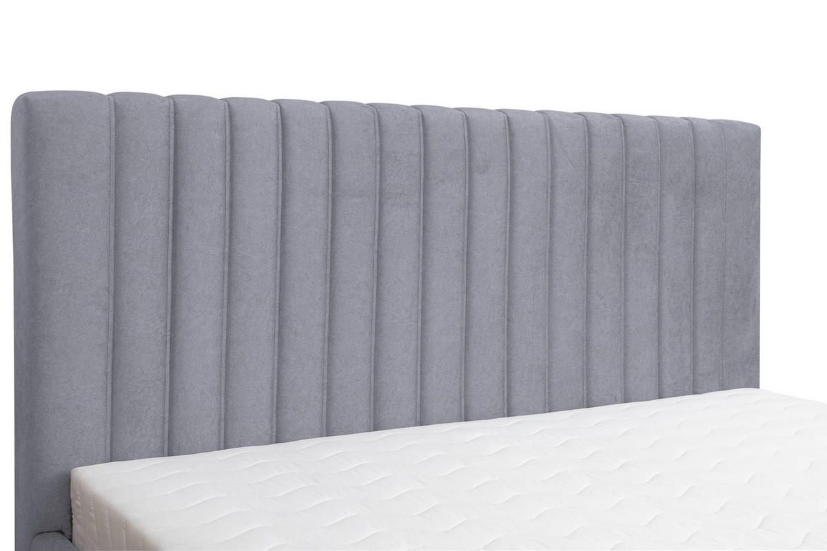 POLSTERBETT QUANT mit Bettkasten Velour Stoff 180 x 200 cm - Grau, Holzwerkstoff (180/200cm) - VENASI MÖBEL