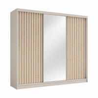 KLEIDERSCHRANK Lumil 240 cm Kaschmir Spiegel Griffe silber - Kaschmir, Holzwerkstoff (240/216/61cm) - KS Home Concept