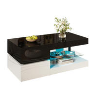 COUCHTISCH 90/45/35.5 cm schwarz/weiß aus PB mit LED-Beleuchtung - Schwarz, Holzwerkstoff (90/45/35.5cm) - OKMYHOME