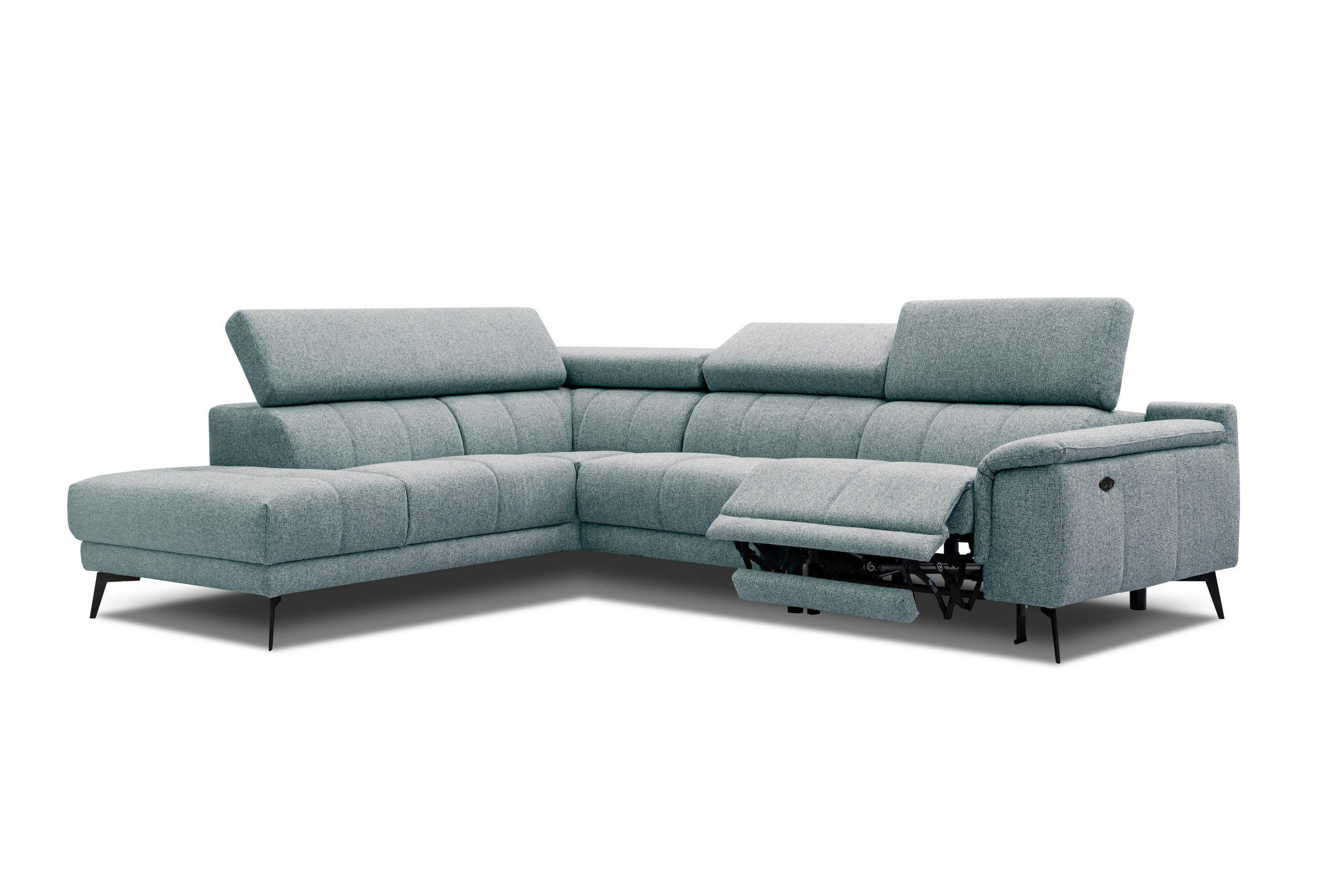 ECKSOFA FIERO 5-Sitzer mit 1 Relaxfunktion, mintgrün - Mintgrün, Holzwerkstoff/Textil (228/290cm) - Courtois Laville