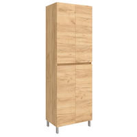 HOCHSCHRANK INFINITY 4 Türen Eiche Afrika 600 x 1810 x 240 mm - Honigeiche/Alufarben, Holz (30/181/24cm) - Salgar