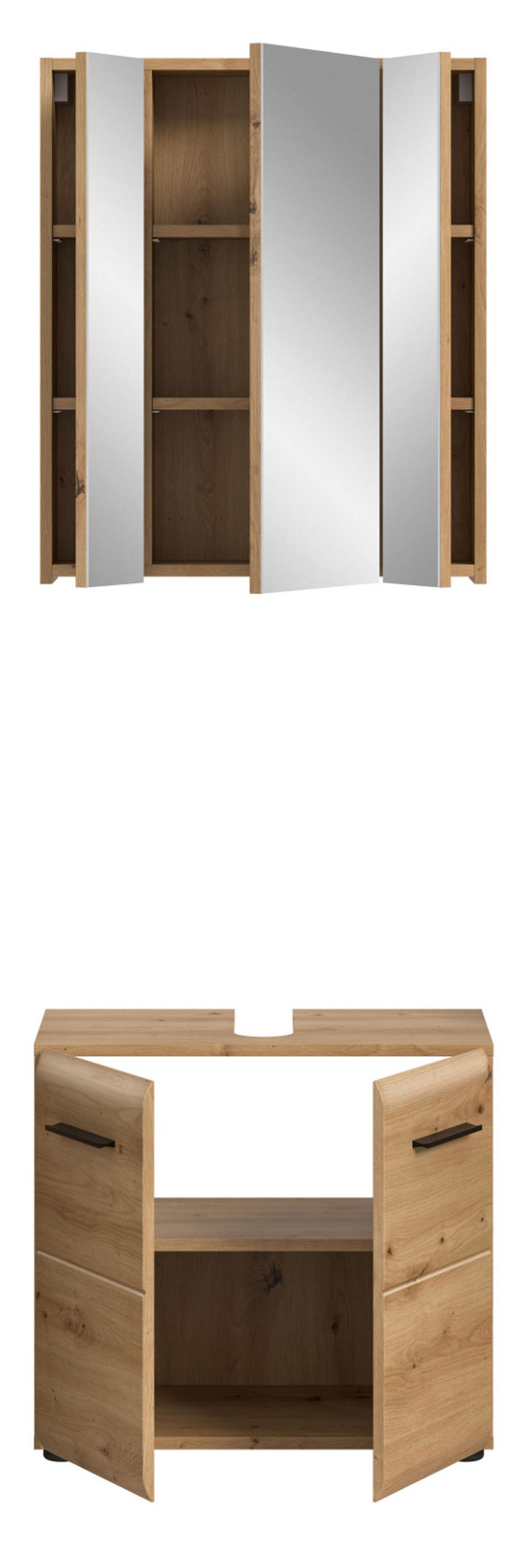 BADMÖBEL SET 2-teilig in Artisan Eiche, Badkombination 60 x 185 cm, Cover - Schwarz/Eiche Artisan, Glas/Holzwerkstoff (60/185/30cm) - Inn.Furn