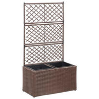 RANKKASTEN aus Rattan ELOT Braun 2 Töpfe 58x30x107 cm - Braun, Kunststoff (58/107/30cm) - DELUKE