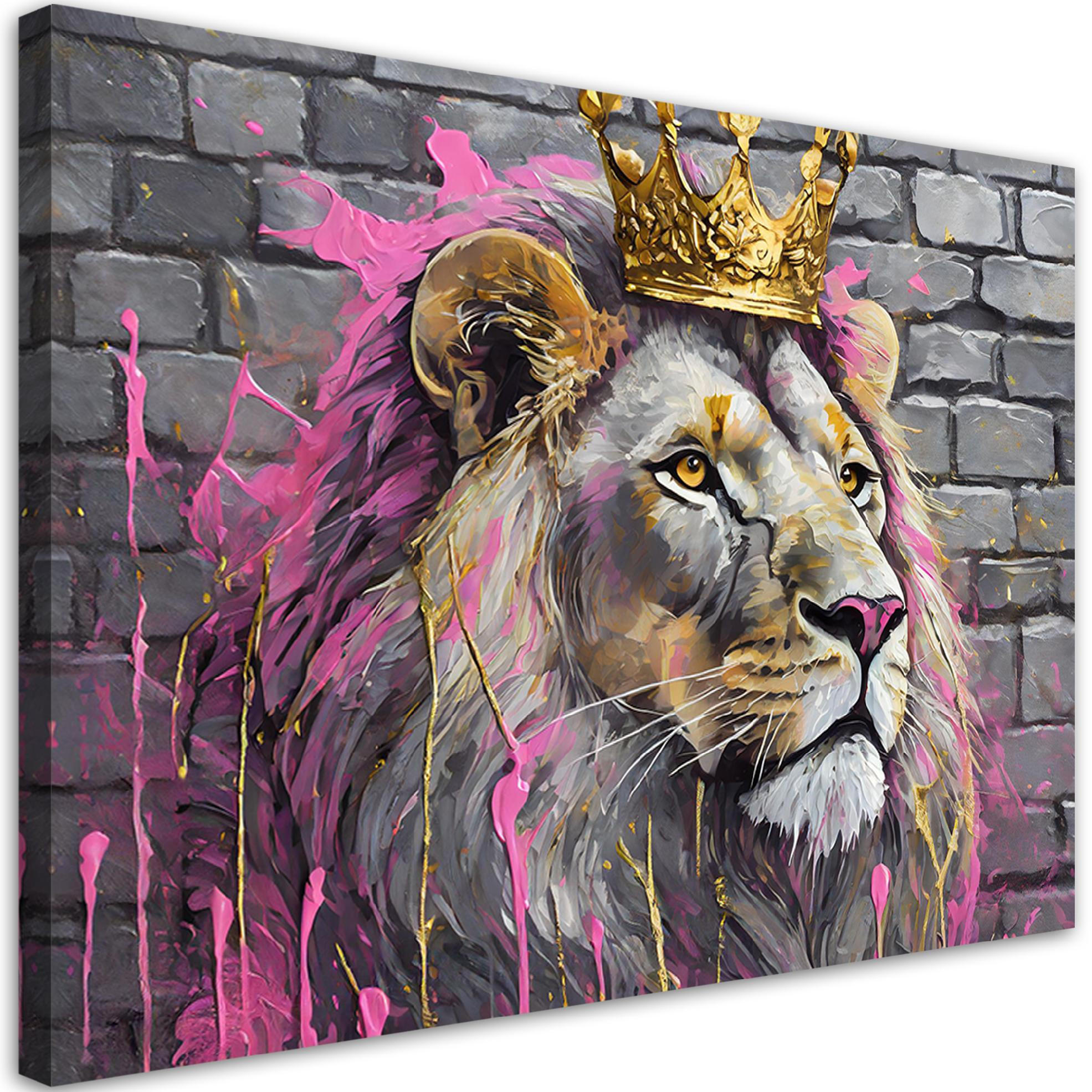 WANDBILD könig der löwen rosa - Pink, Textil (60/40cm) - Feeby