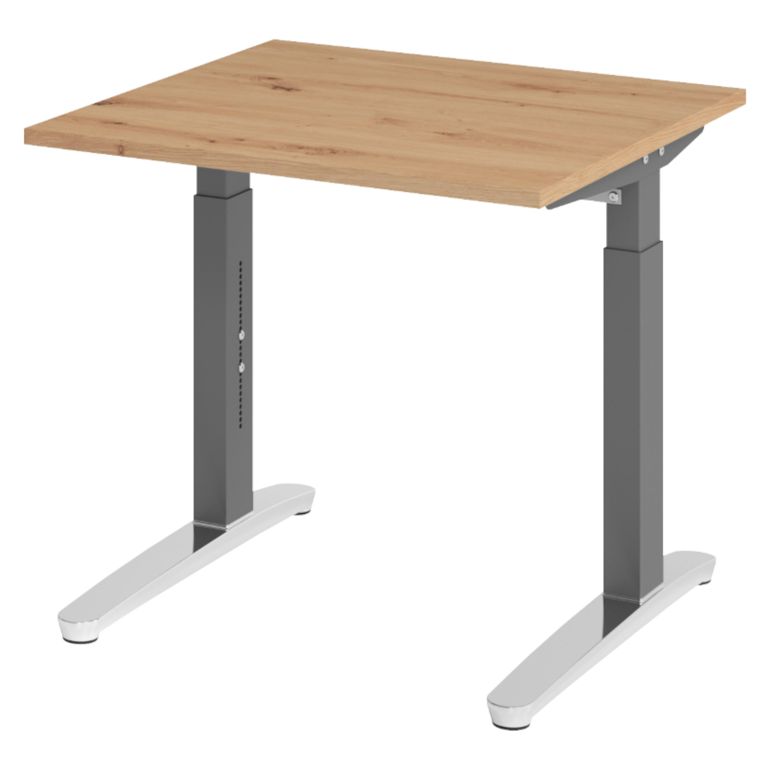 SCHREIBTISCH Serie-XB 80/80/74 cm in Wildeiche/Graphitfarben/Alu poliert - Wildeiche/Graphitfarben, Holzwerkstoff (80/80/74cm) - bümö